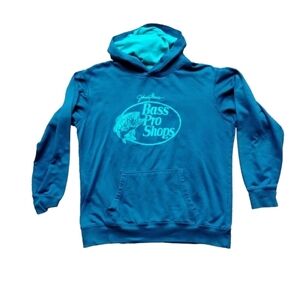 NEW Condition Bass Pro Shops Hoodie Youth Medium Blue Johnny Morris